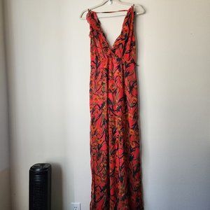 Fashion Nova, Women's Sleveless Jumpsuit, Size M, Floral Print, Slit, Bohemian.